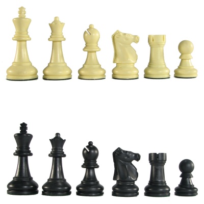3 1/2" Black and Ivory Grandmaster Plastic Chess Pieces