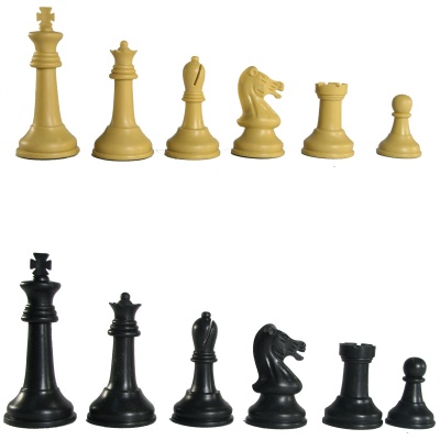 3 5/8" Weighted Deluxe Professional Black and Natural Tournament Chess Pieces