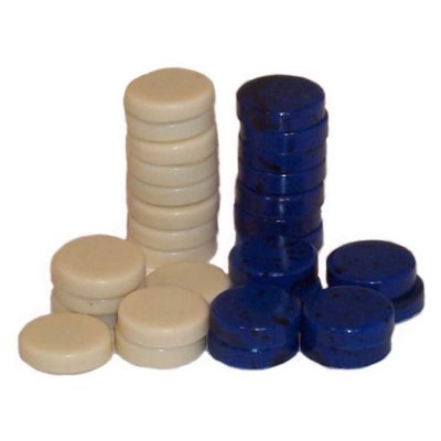 3/4'' Blue and Ivory Magnetic Backgammon Checkers