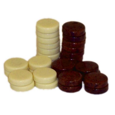 3/4'' Brown and Ivory Magnetic Backgammon Checkers