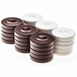 1" Brown and White Backgammon Checkers