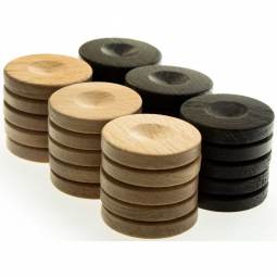 1 1/2" Brown Wooden Backgammon Checkers