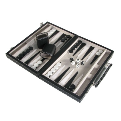 12" Black Vinyl Attache Backgammon Set