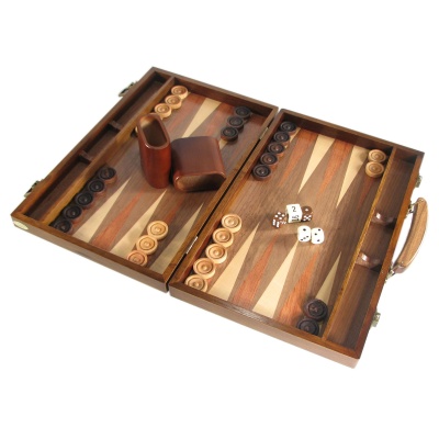 15'' Walnut Attache Style Backgammon Set