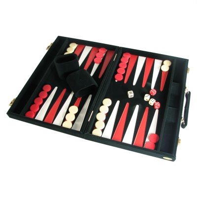 15'' Green Suede Attache Backgammon Set