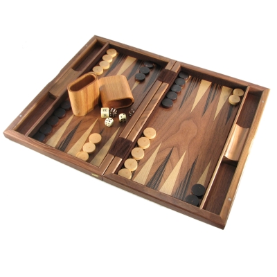 15 1/2" Deluxe Walnut Backgammon Set