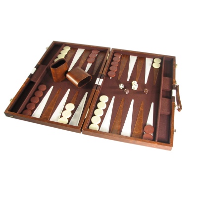18'' Brown with Stripe Attache Backgammon Set