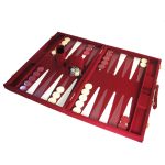 18'' Burgandy Attache Backgammon Set