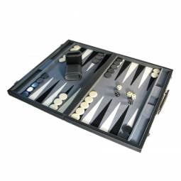 18" Black & White Deluxe Backgammon Set with Inlaid Points