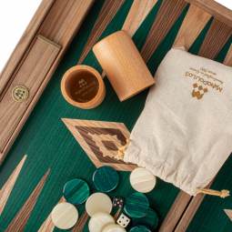 18" Green Walnut Luxury Backgammon Set