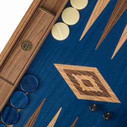 18" Blue Walnut Luxury Backgammon Set
