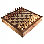 A great assortment of flat chess sets with boards and pieces