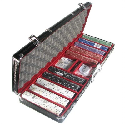 500 Chip Black Aluminum Poker Set