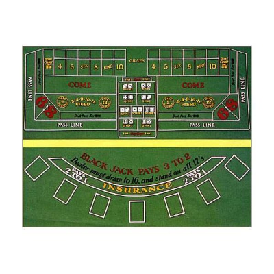 72'' x 36'' Blackjack & Craps Felt Layout