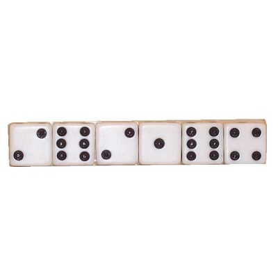 Set of Five White Dice - Standard Size