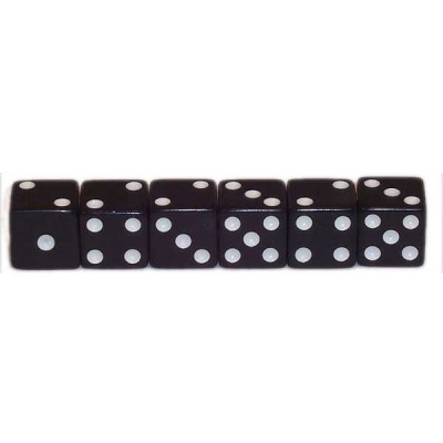 Set of Five Black Dice - Standard Size
