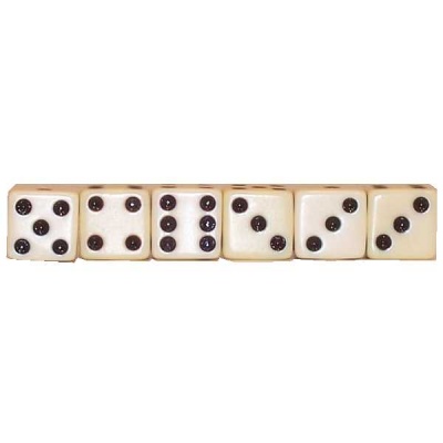 Set of Five Ivory Dice - Standard Size