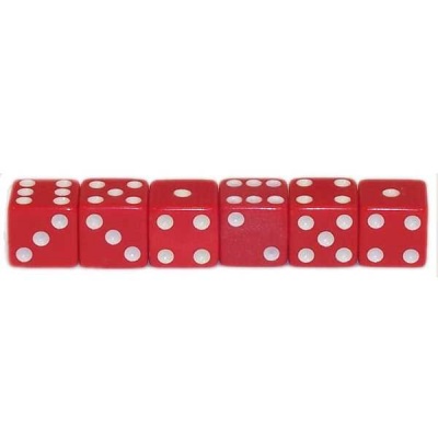 Set of Five Red Dice - Standard Size