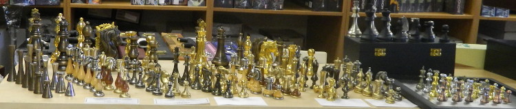 Our metal Stauton chess set section