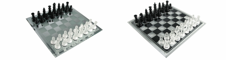 WE Games Black and Clear Glass Chess Set