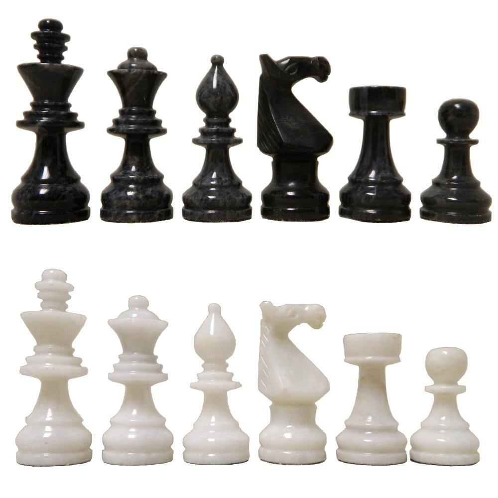 3 3/4" Black & White Marble Chess Pieces