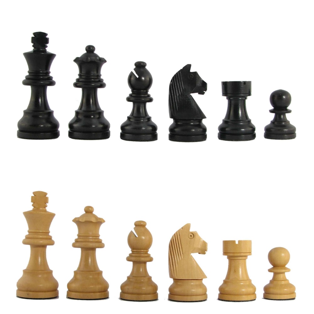 BLACK STAUNTON FRENCH WOOD 3 3/4" KING CHESS MEN SET BOXWOOD ** NO BOARD 