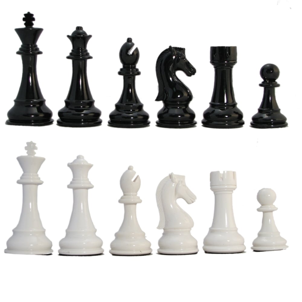 Plastic Folding 20” Chess Board And Black And White Medieval Chess Pieces