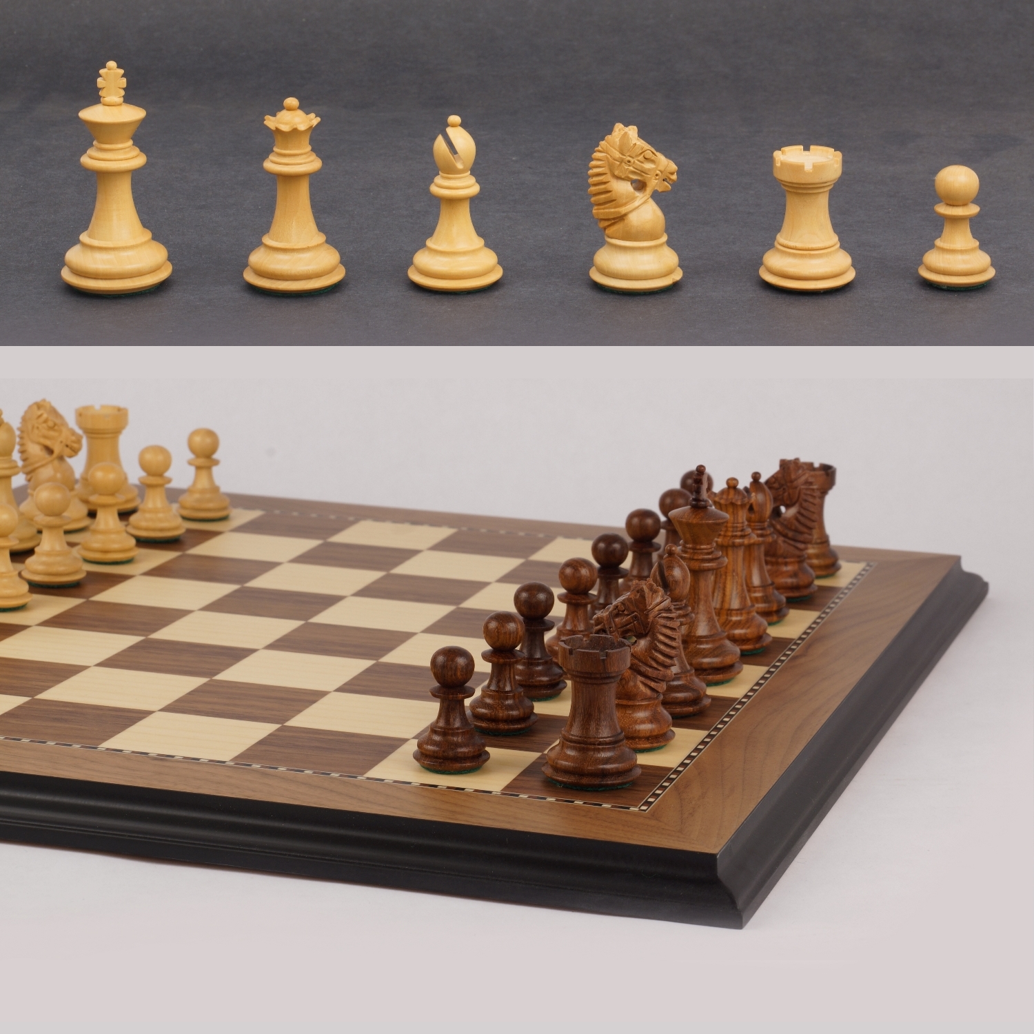 Staunton Chess Pieces Chess Board 18" Rosewood 4" King 