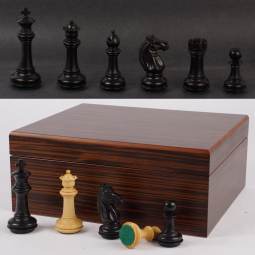 3 1/2" MoW Ebonized Phalanx Staunton Chess Pieces