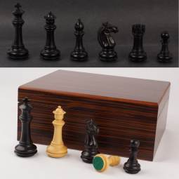 4" MoW Ebonized Phalanx Staunton Chess Pieces