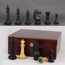 5 1/4" MoW Ebonized Phalanx Staunton Chess Pieces