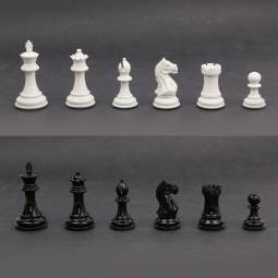 3 1/2" MoW Black and White Lacquered Imperator Staunton Chess Pieces