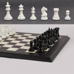 23" MoW Black and White Lacquered Imperator Presidential Staunton Chess Set