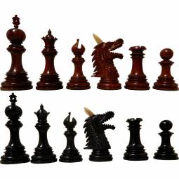 4 1/2" MoW Ebony & Padouk Tyrant Staunton Chess Pieces