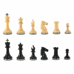 3 1/2" MoW Ebony Conqueror Staunton Chess Pieces with Steel Bases