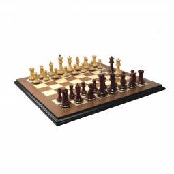 18" MoW Padouk Conqueror Staunton Presidential Chess Set with Steel Bases