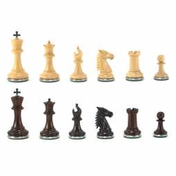 3 1/2" MoW Cardinal Rosewood Conqueror Staunton Chess Pieces with Steel Bases
