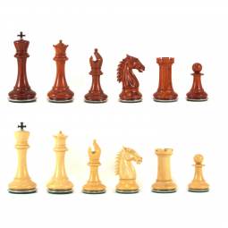 4 1/2" MoW Padouk Conqueror Staunton Chess Pieces with Steel Bases