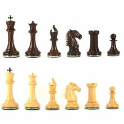 4 1/2" MoW Cardinal Rosewood Conqueror Staunton Chess Pieces with Steel Bases