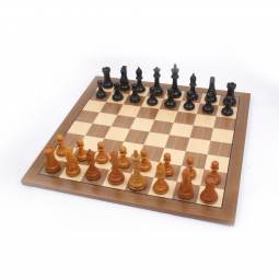 18" Ebonized Jacques Antiqued Weighted Standard Staunton Chess Set