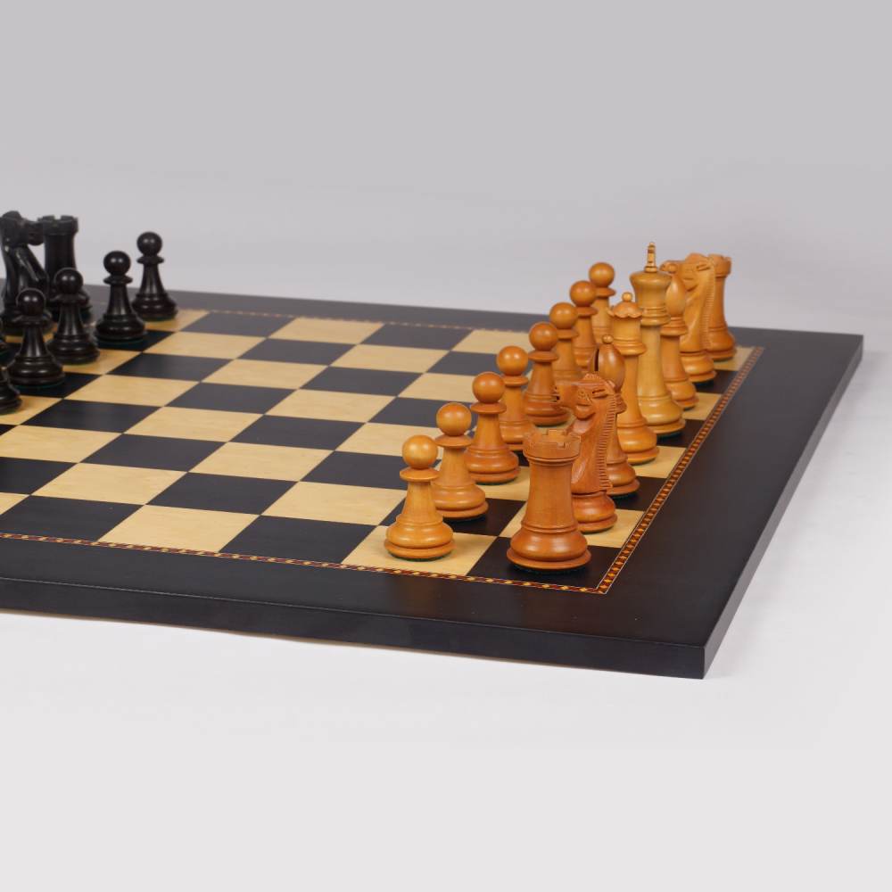 The Queen's Gambit Final Game Chess Set Ebonized & Boxwood Pieces with  Queen's Gambit Board - 4 King