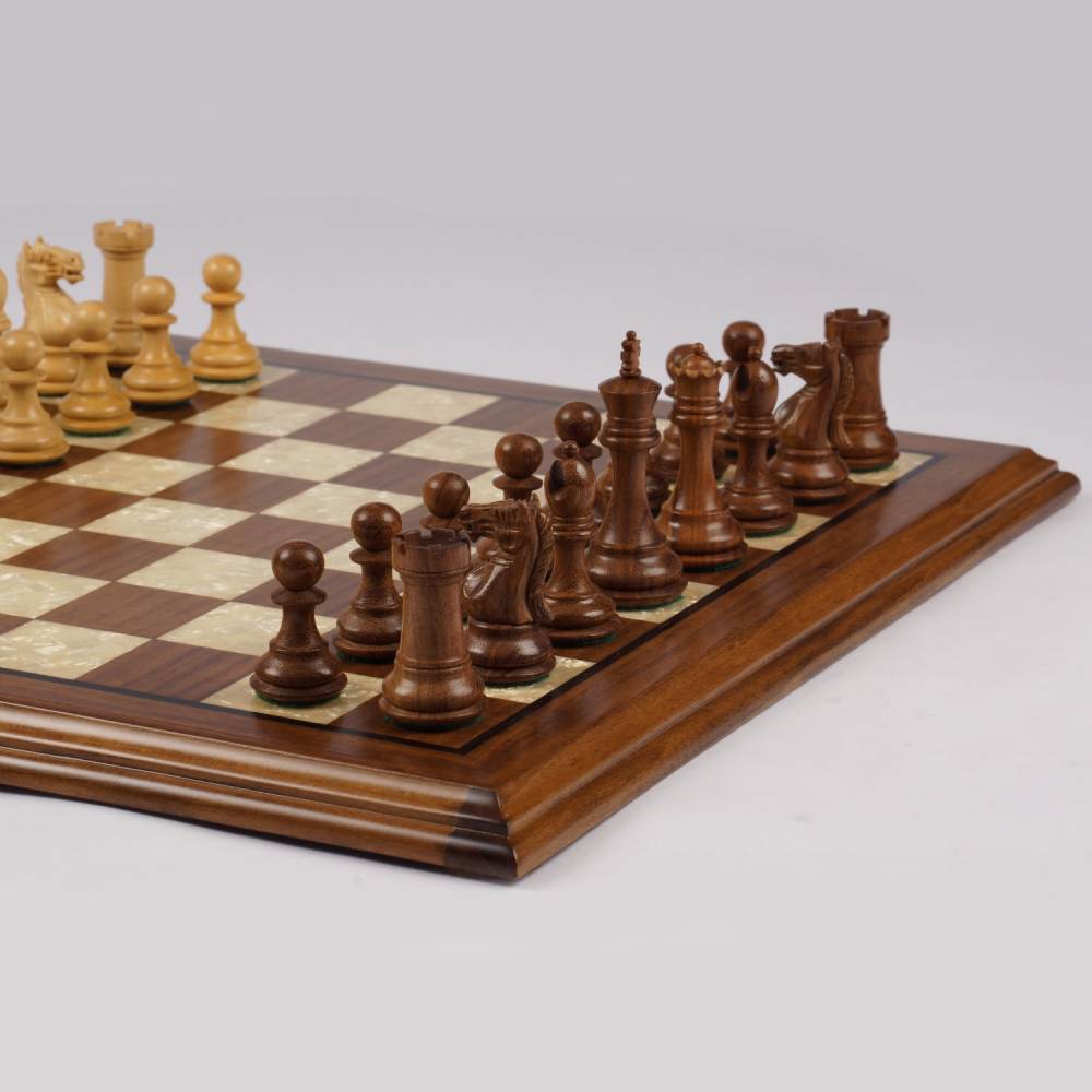 11 Classic Folding Chess Set - Walnut Wood Board