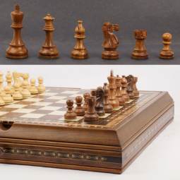 22" MoW Classics Honey Rosewood American Staunton Turkish Storage Chess Set