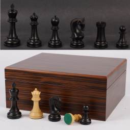 The Bridle Study Analysis Chess Pieces in Ebonized and Boxwood - 3.2 King