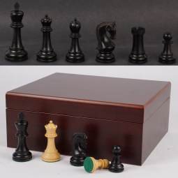 3 1/2" MoW Ebony Old World Staunton Chess Pieces