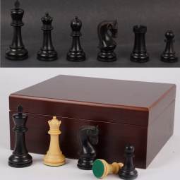 4 1/4" MoW Ebony Old World Staunton Chess Pieces