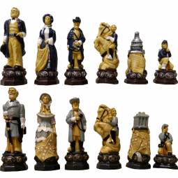 5 1/4" American Civil War Hand Decorated Crushed Stone Chess Pieces