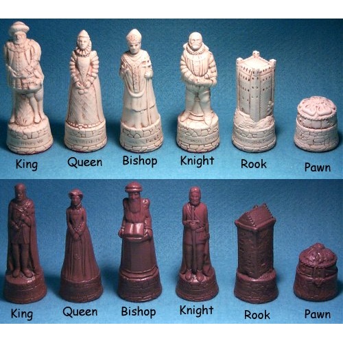 English and Scottish Crushed Stone Chess Pieces