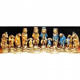 Reynard the Fox Hand Painted Crushed Stone Chess Pieces