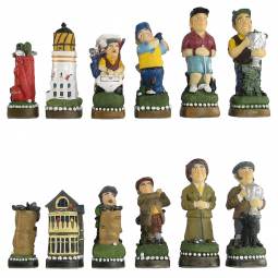 Golfer's Set Hand Painted Crushed Stone Chess Pieces